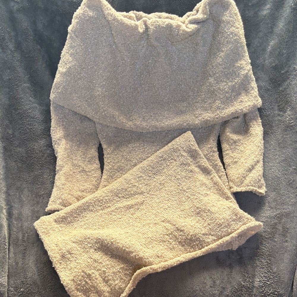 Cozy Cream Off-Shoulder Sweater Dress